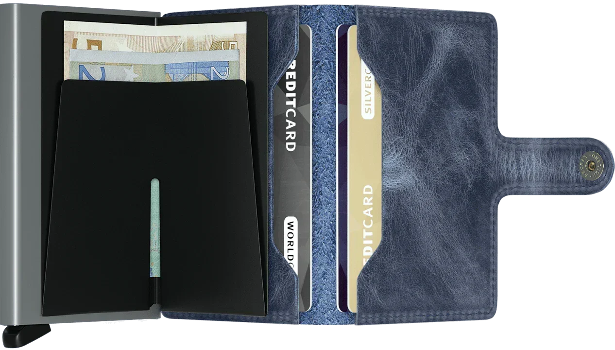 - RFID Protected Mini Wallet - Vintage - Blue
