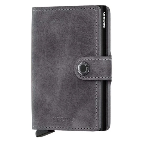 - RFID Protected - Mini Wallet - Vintage - Grey Black