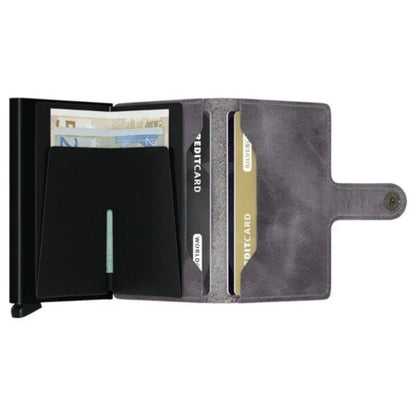 - RFID Protected - Mini Wallet - Vintage - Grey Black