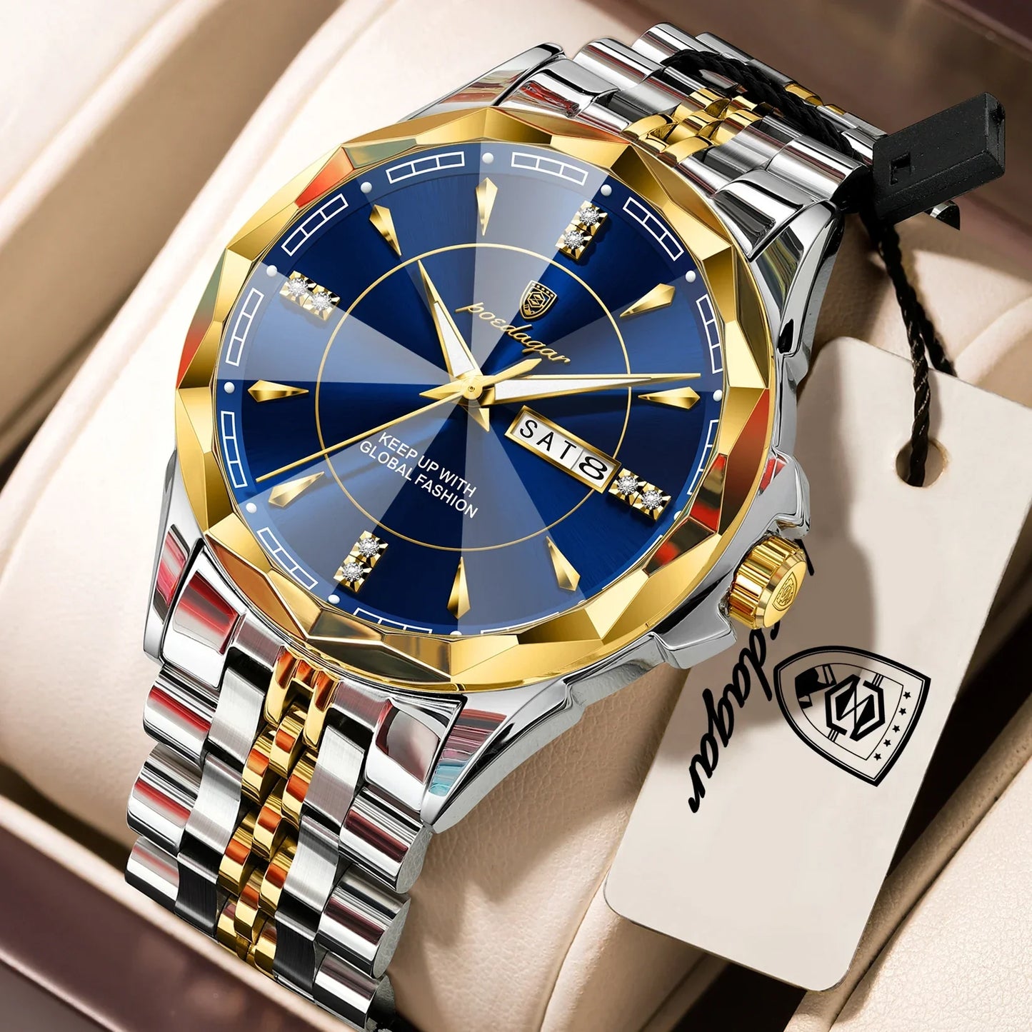 POEDAGAR Royal Steel Armbanduhr