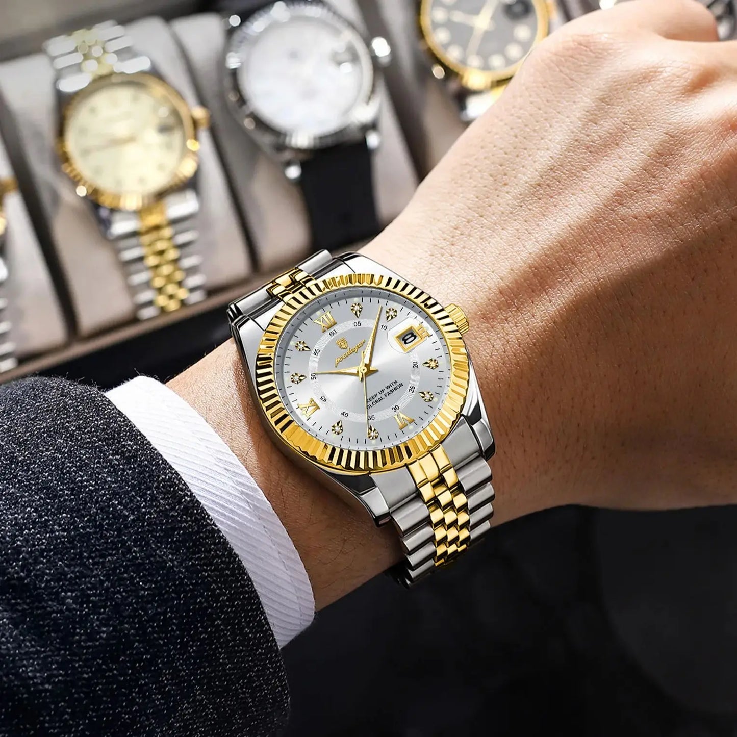 POEDAGAR Prestige Datum Uhr