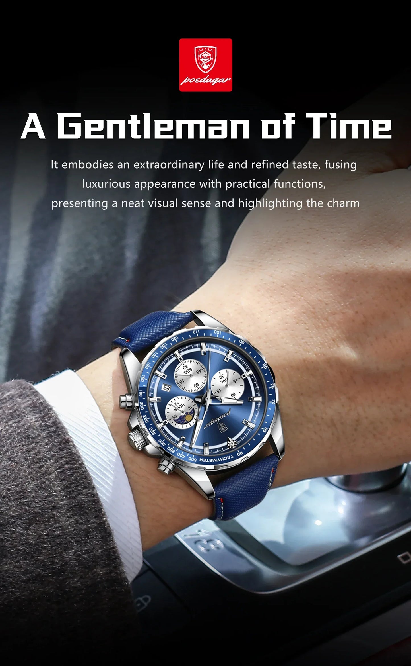 POEDAGAR Sport Chrono-Uhr