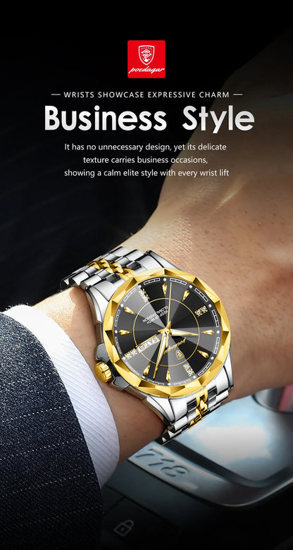 POEDAGAR Royal Steel Armbanduhr