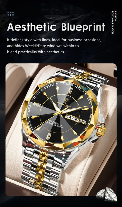 POEDAGAR Royal Steel Armbanduhr