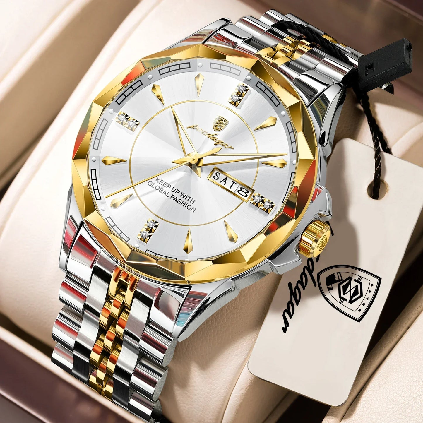 POEDAGAR Royal Steel Armbanduhr