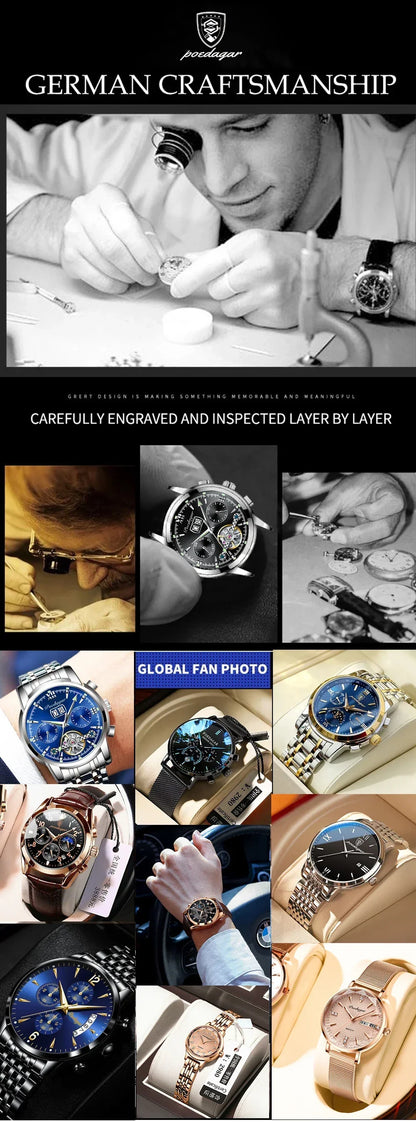 POEDAGAR Prestige Square Chronograph Watch