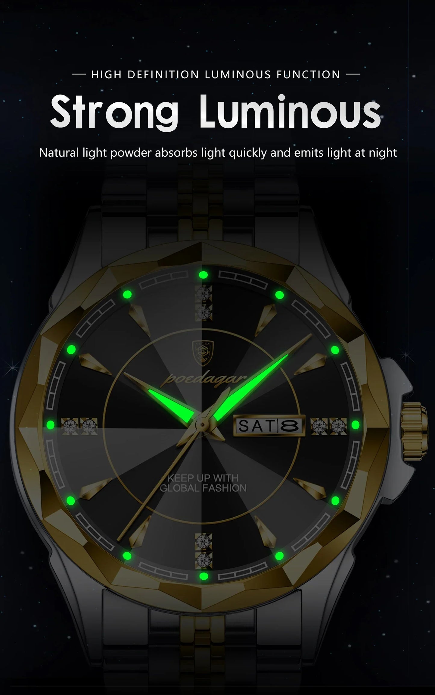 POEDAGAR Royal Steel Armbanduhr