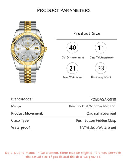 POEDAGAR Prestige Datum Uhr