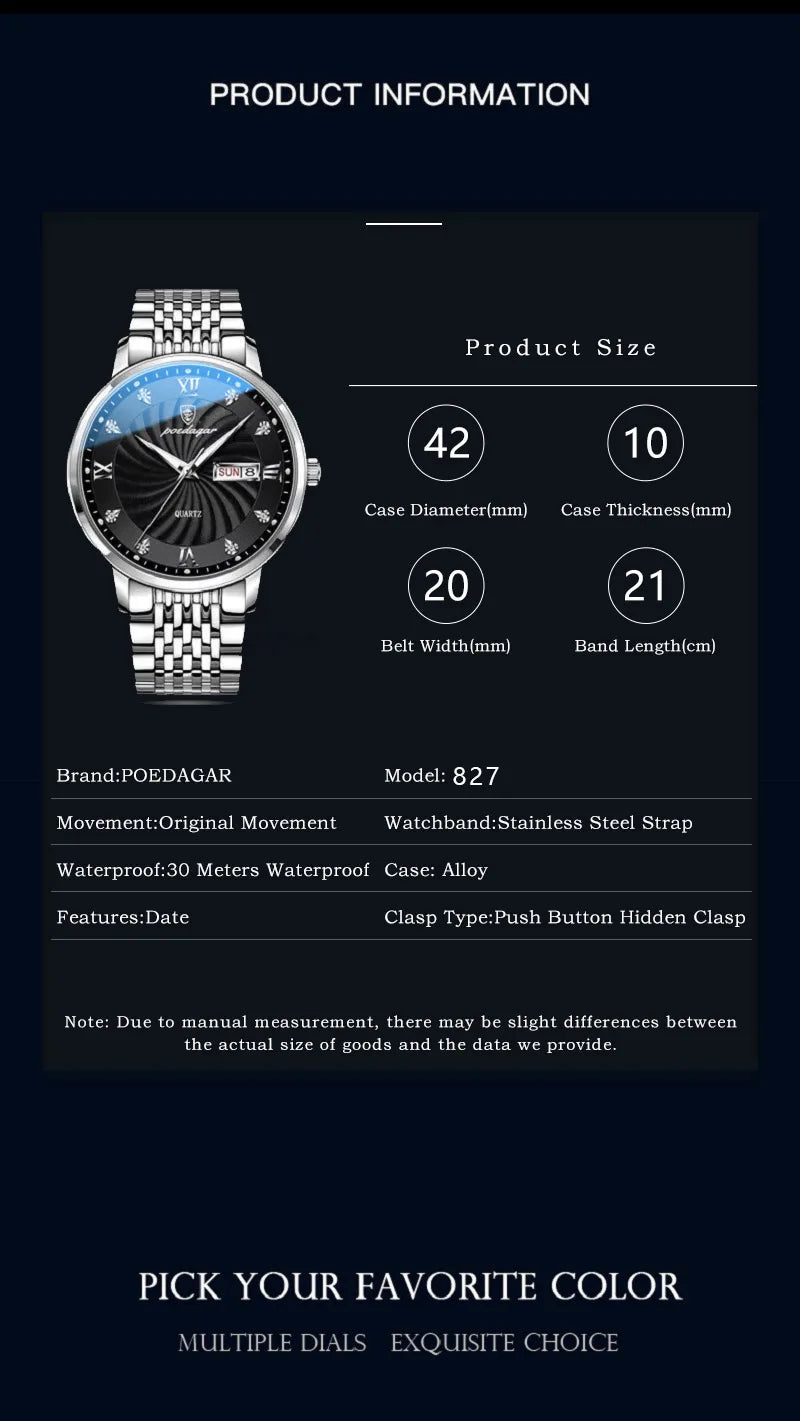 POEDAGAR Royal Day-Date Watch