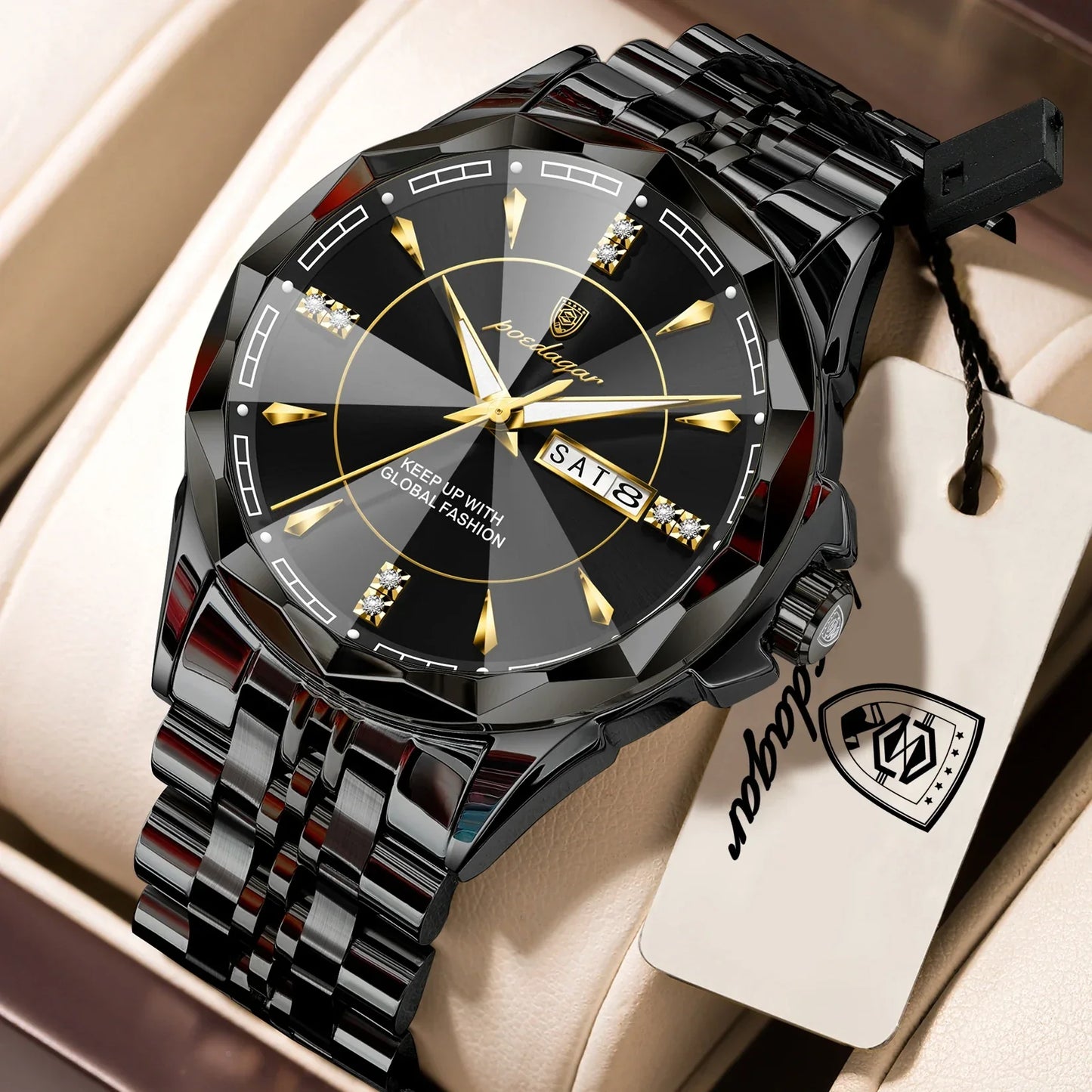 POEDAGAR Royal Steel Armbanduhr