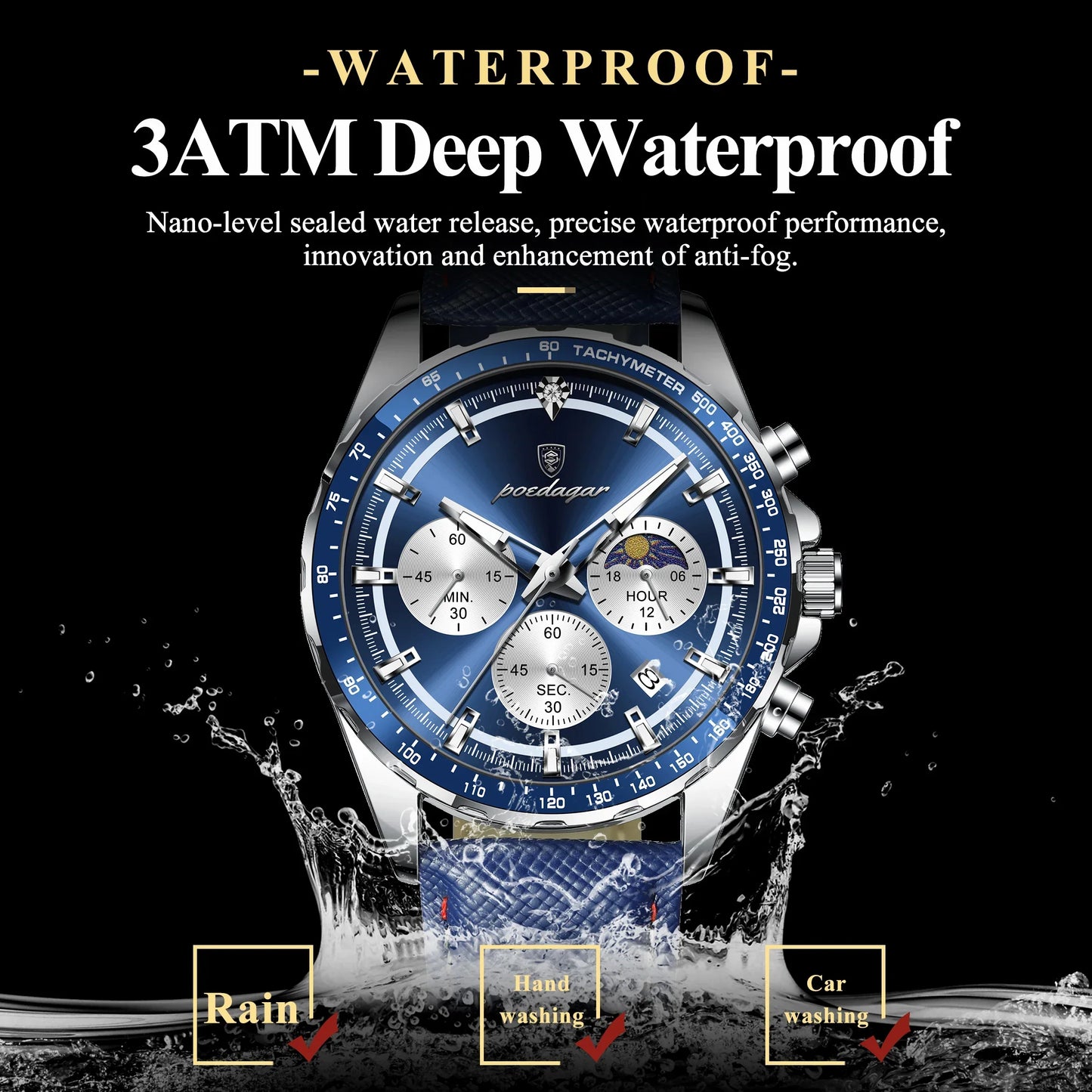 POEDAGAR Sport Chrono-Uhr