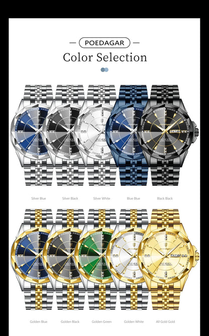 POEDAGAR Royal Steel Armbanduhr