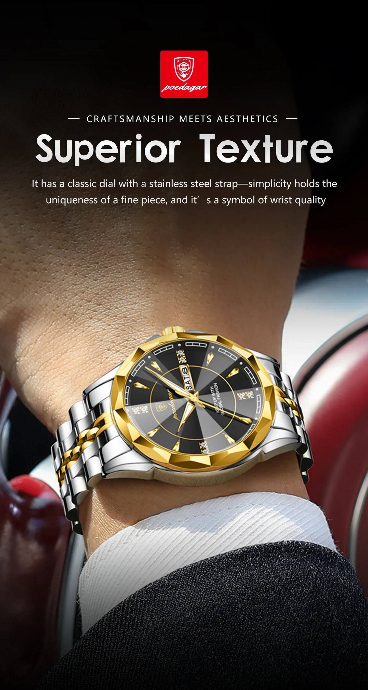 POEDAGAR Royal Steel Armbanduhr
