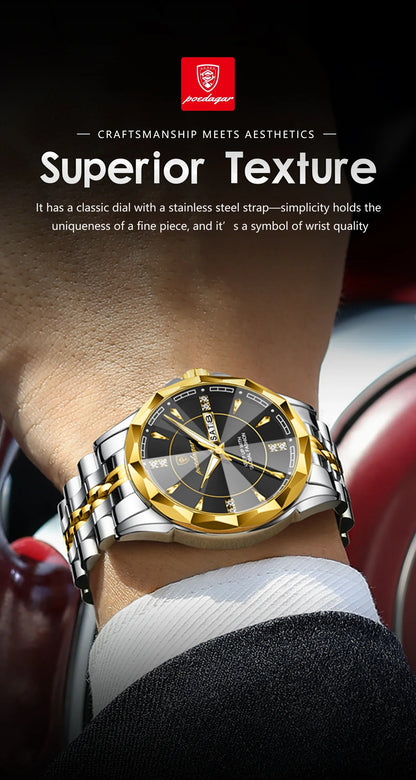 POEDAGAR Royal Steel Armbanduhr