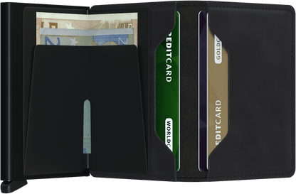 - RFID Protected Slim Wallet - Vintage - Black