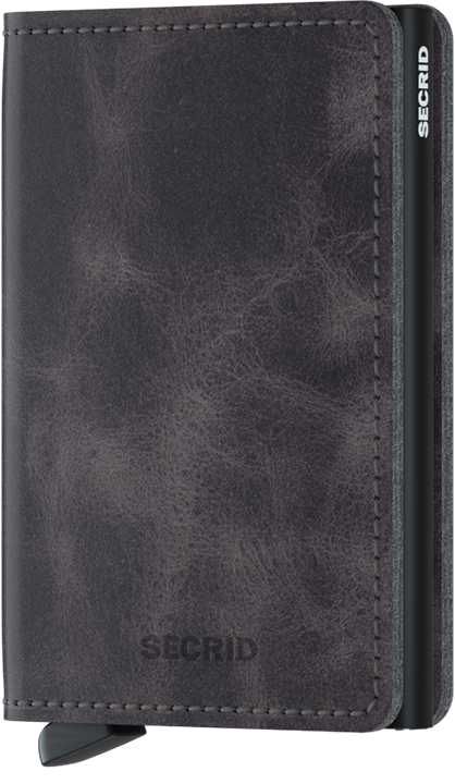 - RFID Protected Slim Wallet - Vintage - Grey-Black