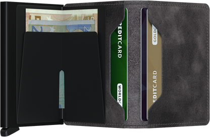 - RFID Protected Slim Wallet - Vintage - Grey-Black