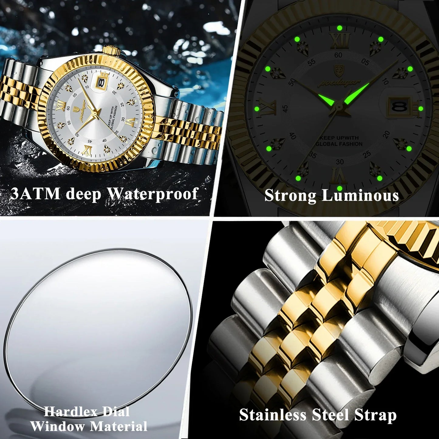 POEDAGAR Prestige Datum Uhr