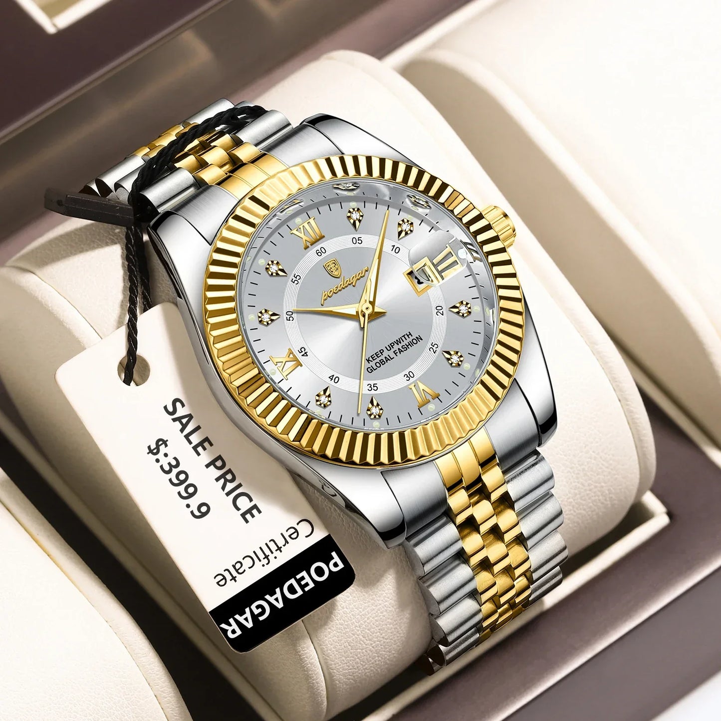 POEDAGAR Prestige Datum Uhr