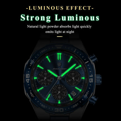 POEDAGAR Chrono Stahlarmbanduhr