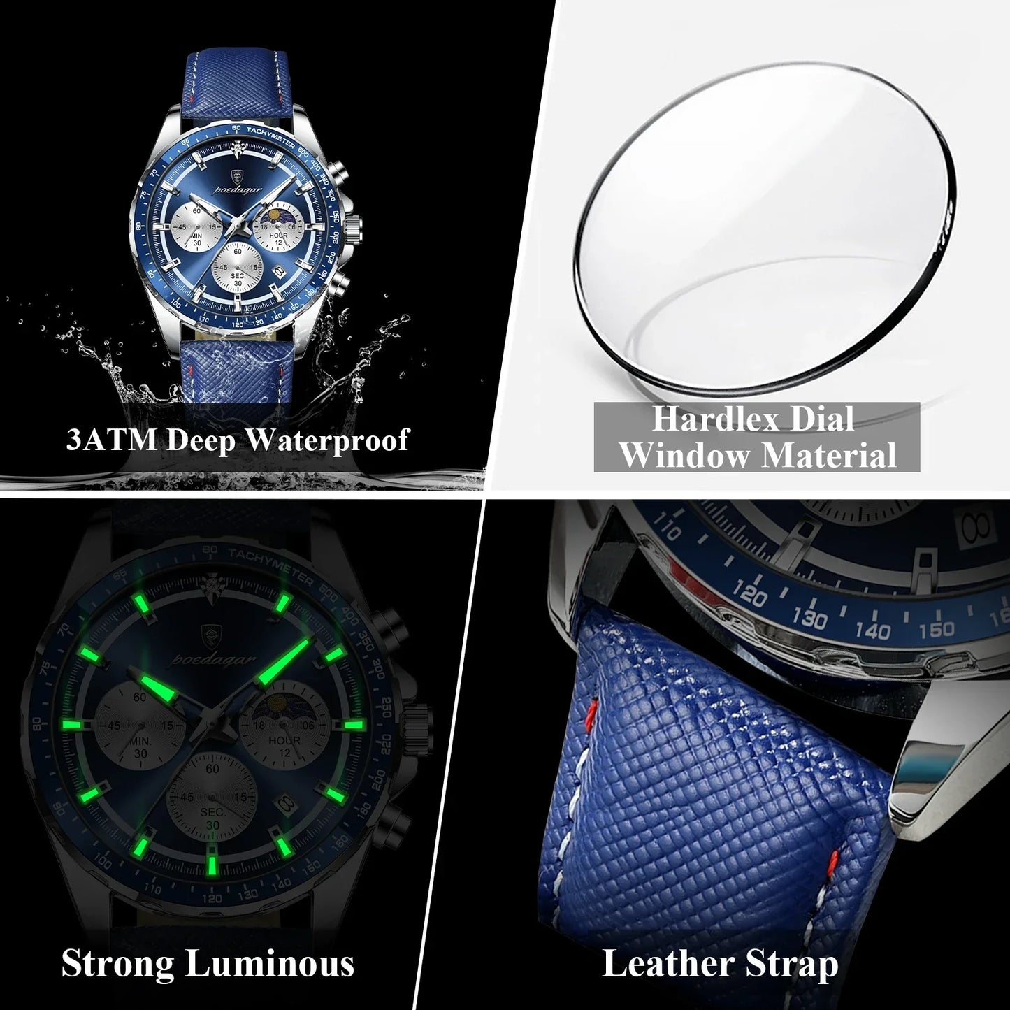 POEDAGAR Sport Chrono-Uhr