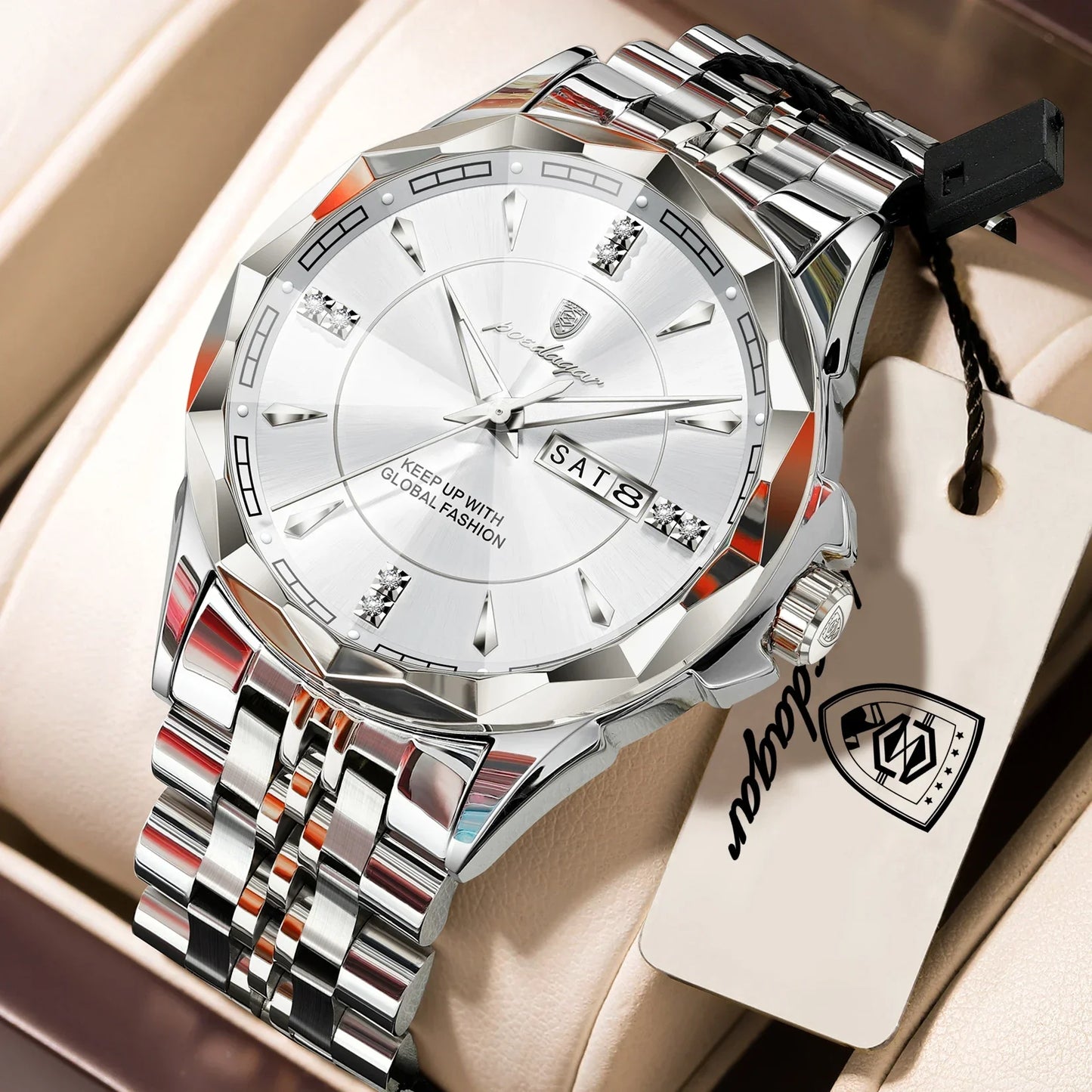 POEDAGAR Royal Steel Armbanduhr