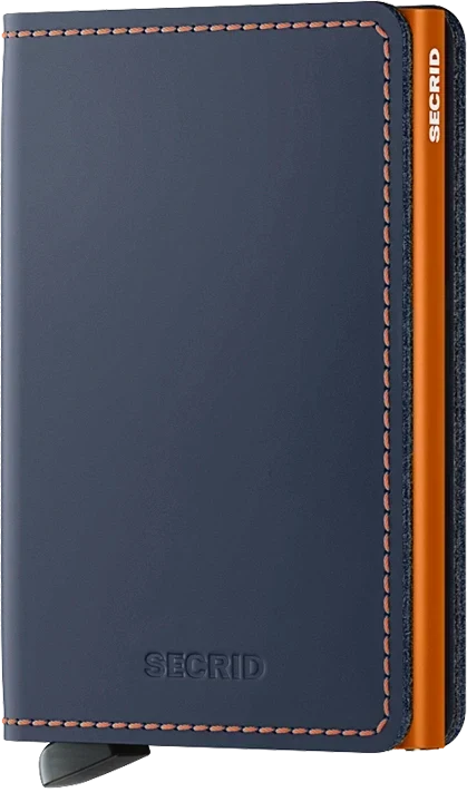 - RFID Protected Slim Wallet - Matte - Nightblue & Orange