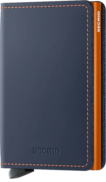 - RFID Protected Slim Wallet - Matte - Nightblue & Orange