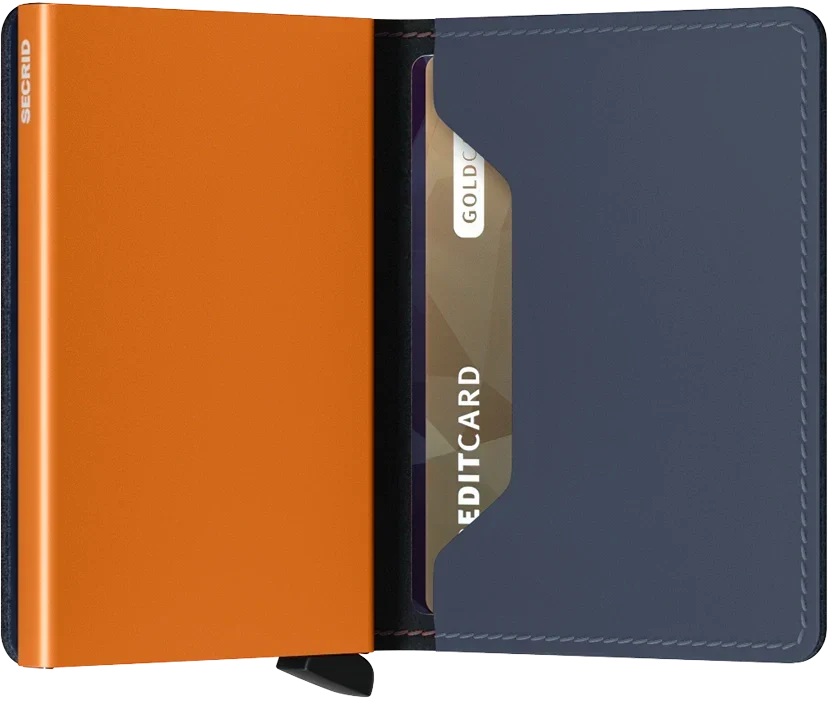 - RFID Protected Slim Wallet - Matte - Nightblue & Orange