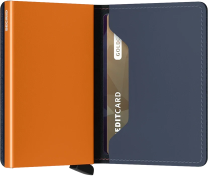 - RFID Protected Slim Wallet - Matte - Nightblue & Orange