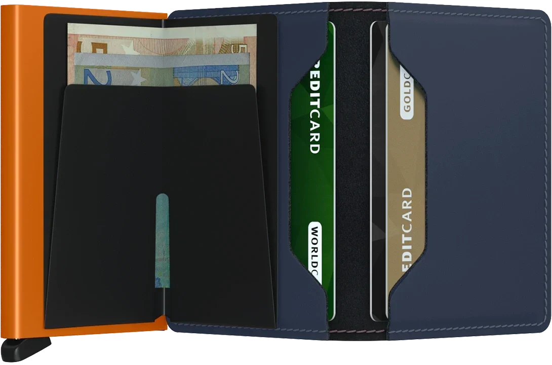 - RFID Protected Slim Wallet - Matte - Nightblue & Orange