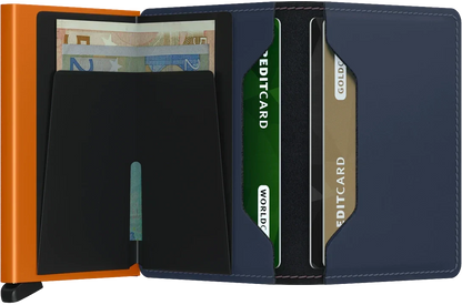 - RFID Protected Slim Wallet - Matte - Nightblue & Orange