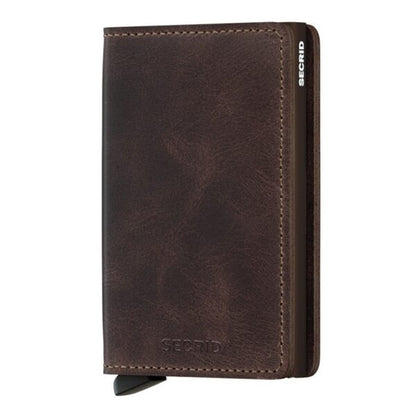 - RFID Protected Slim Wallet - Vintage - Chocolate