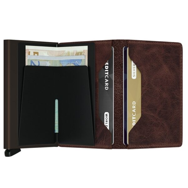 - RFID Protected Slim Wallet - Vintage - Chocolate