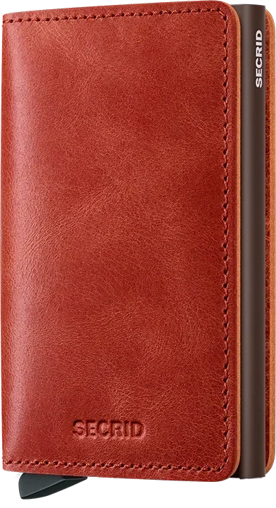 - RFID Protected Slim Wallet - Vintage - Orange