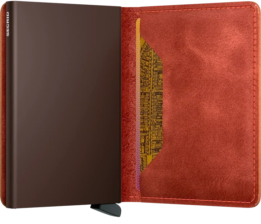 - RFID Protected Slim Wallet - Vintage - Orange