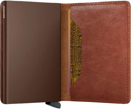 - RFID Protected Slim Wallet - Vintage - Cognac Brown