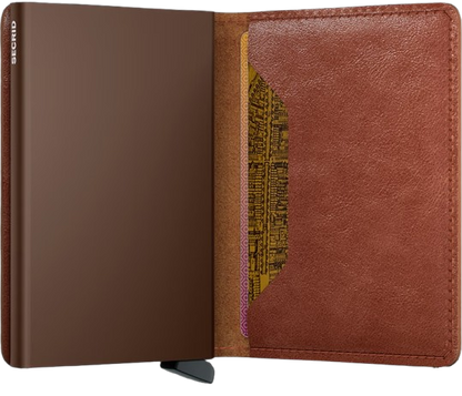 - RFID Protected Slim Wallet - Vintage - Cognac Brown