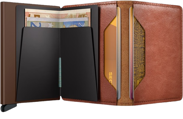 - RFID Protected Slim Wallet - Vintage - Cognac Brown
