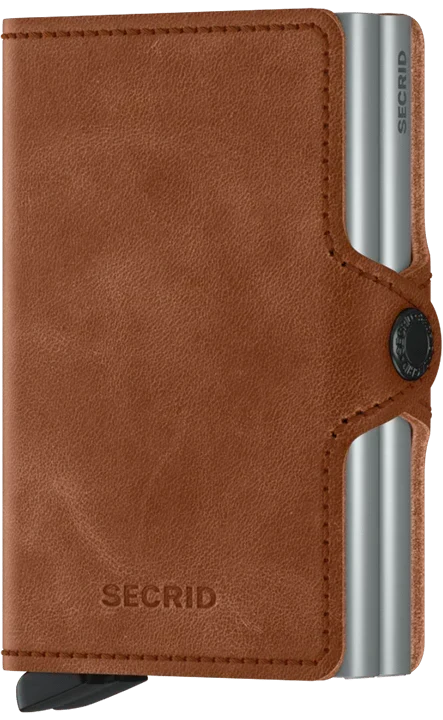 - RFID Protected Twin Wallet - Vintage - Cognac