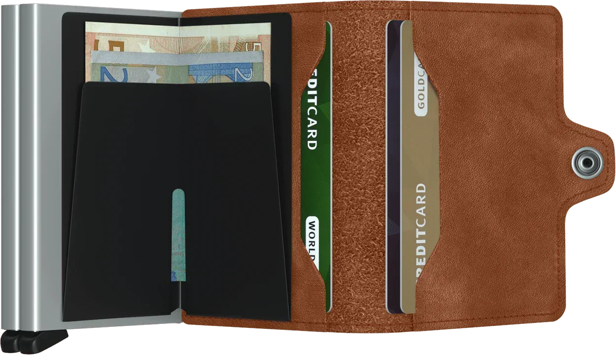- RFID Protected Twin Wallet - Vintage - Cognac