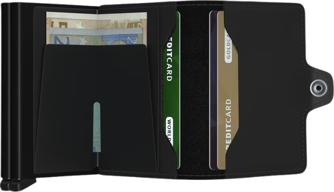 - RFID Protected Twin Wallet - Matte - Black
