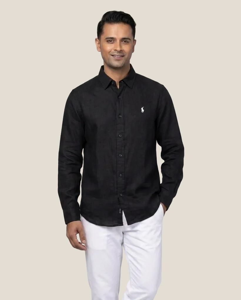 Linen/Remi Blend Shirt, Black