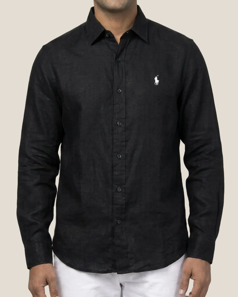 Linen/Remi Blend Shirt, Black