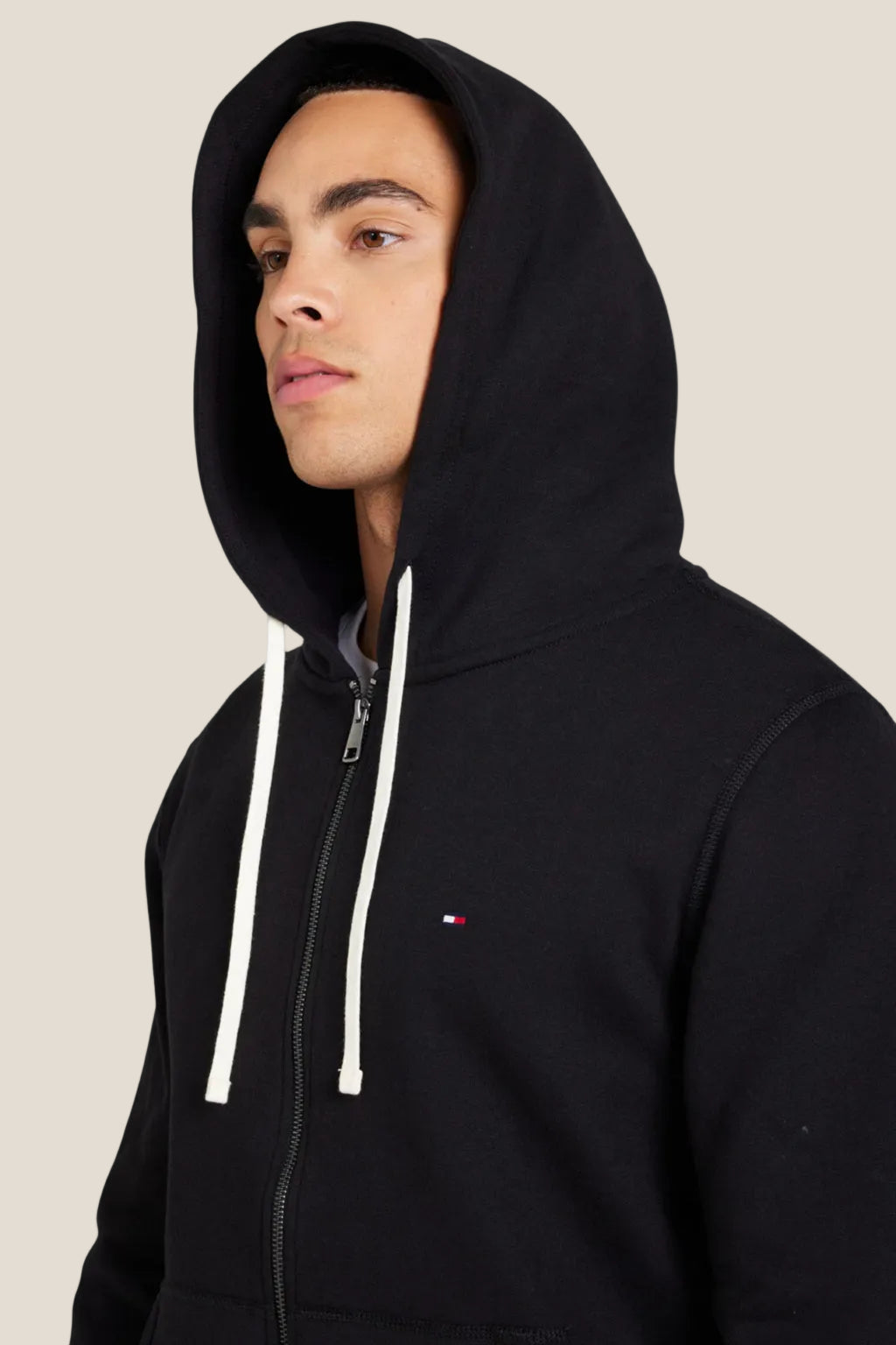 Felpa Full Zip Con Cappuccio Logo Bandierina Ricamata