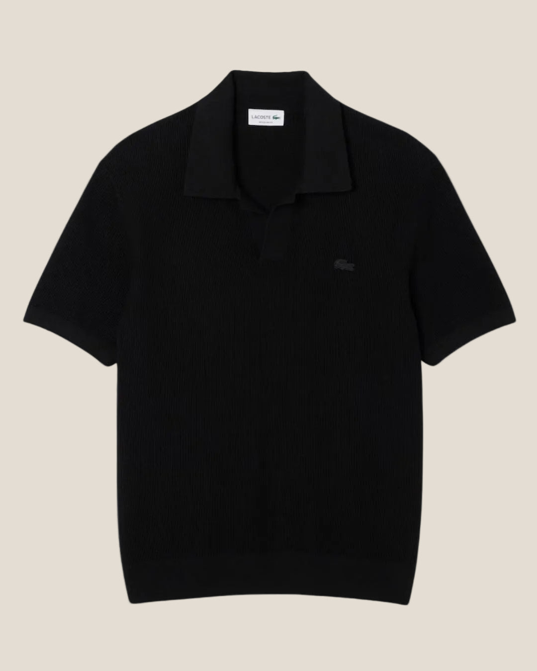 Cotton Blend Open Polo Collar Sweater