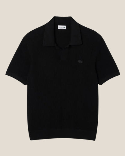 Cotton Blend Open Polo Collar Sweater