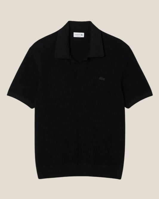 Cotton Blend Open Polo Collar Sweater