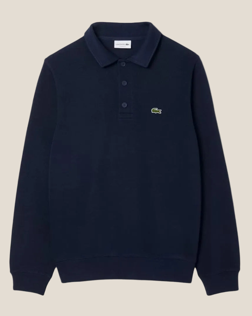 Ribbed Cotton Polo Collar Sweatshirt