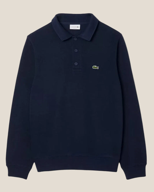 Ribbed Cotton Polo Collar Sweatshirt